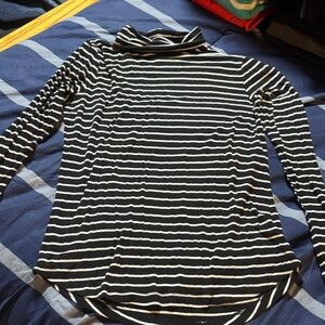 dip Black and White Striped Long Sleeve Top